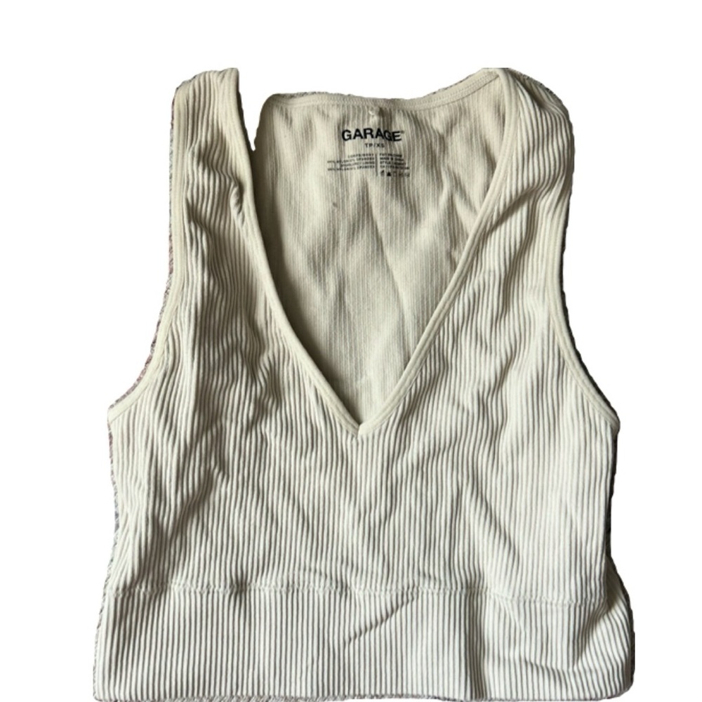 Garage Cream Ribbed Women's Top